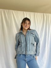 Load image into Gallery viewer, Denim Stripe Moto Jacket
