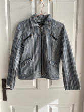 Load image into Gallery viewer, Denim Stripe Moto Jacket
