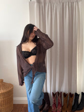 Load image into Gallery viewer, Brown Sheer Tie Blouse
