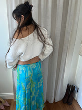 Load image into Gallery viewer, Aqua &amp; Green Floral Midi Skirt
