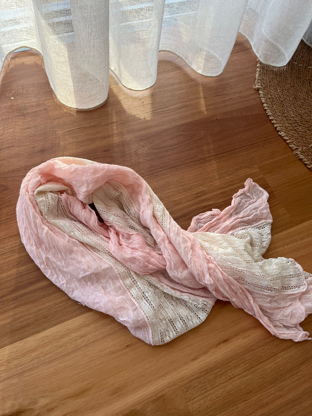 Pink & Cream Lace Scarf