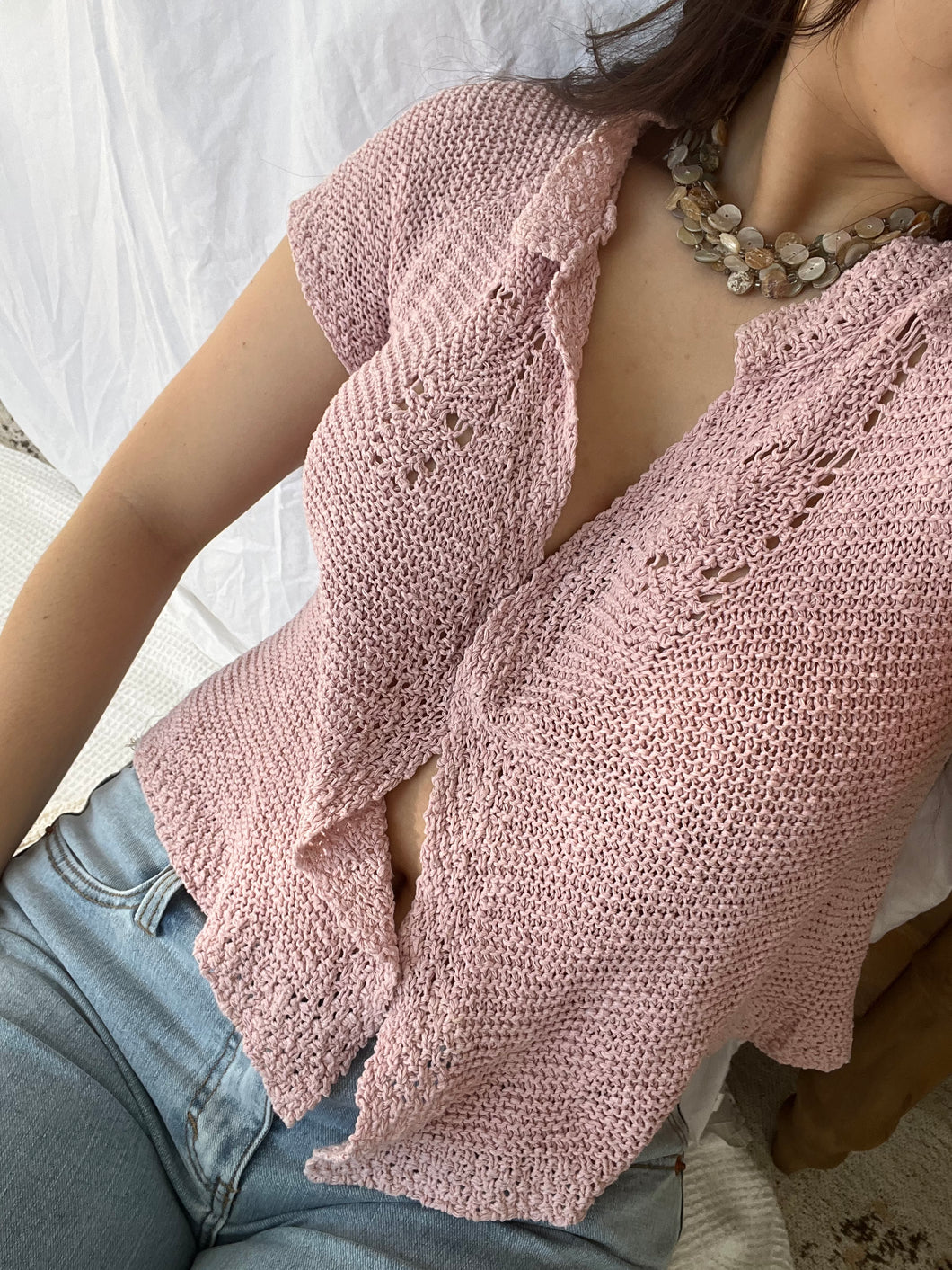 Pink Crochet Cardigan